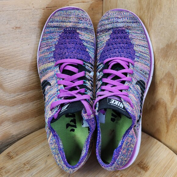 Nike Free RN Flyknit Womens Purple Running Shoes Sneakers Size 8 - Picture 7 of 10